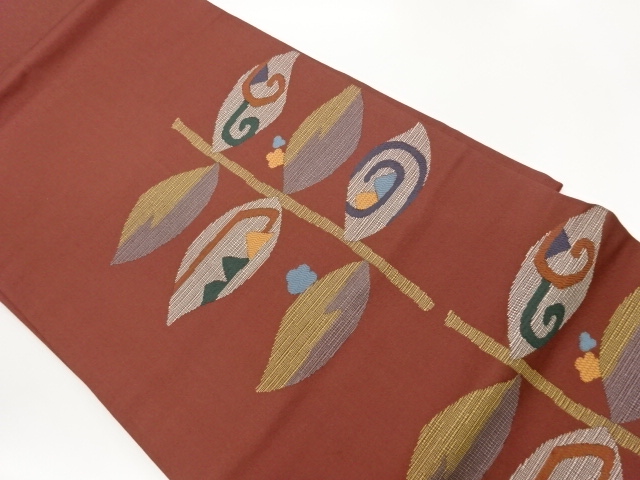 JAPANESE NAGOYA OBI / WOVEN ABSTRACT LEAVES